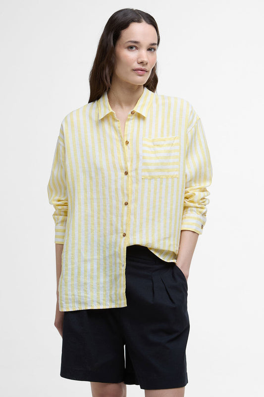 Annie Striped Linen Shirt - SUNRAY YELLOW STRIPE