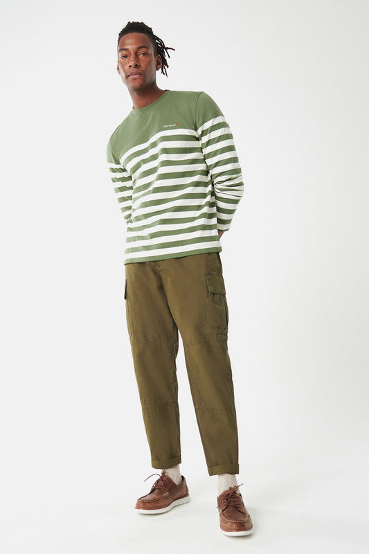 Firthmoor stripe crew T-shirt - BURNT OLIVE